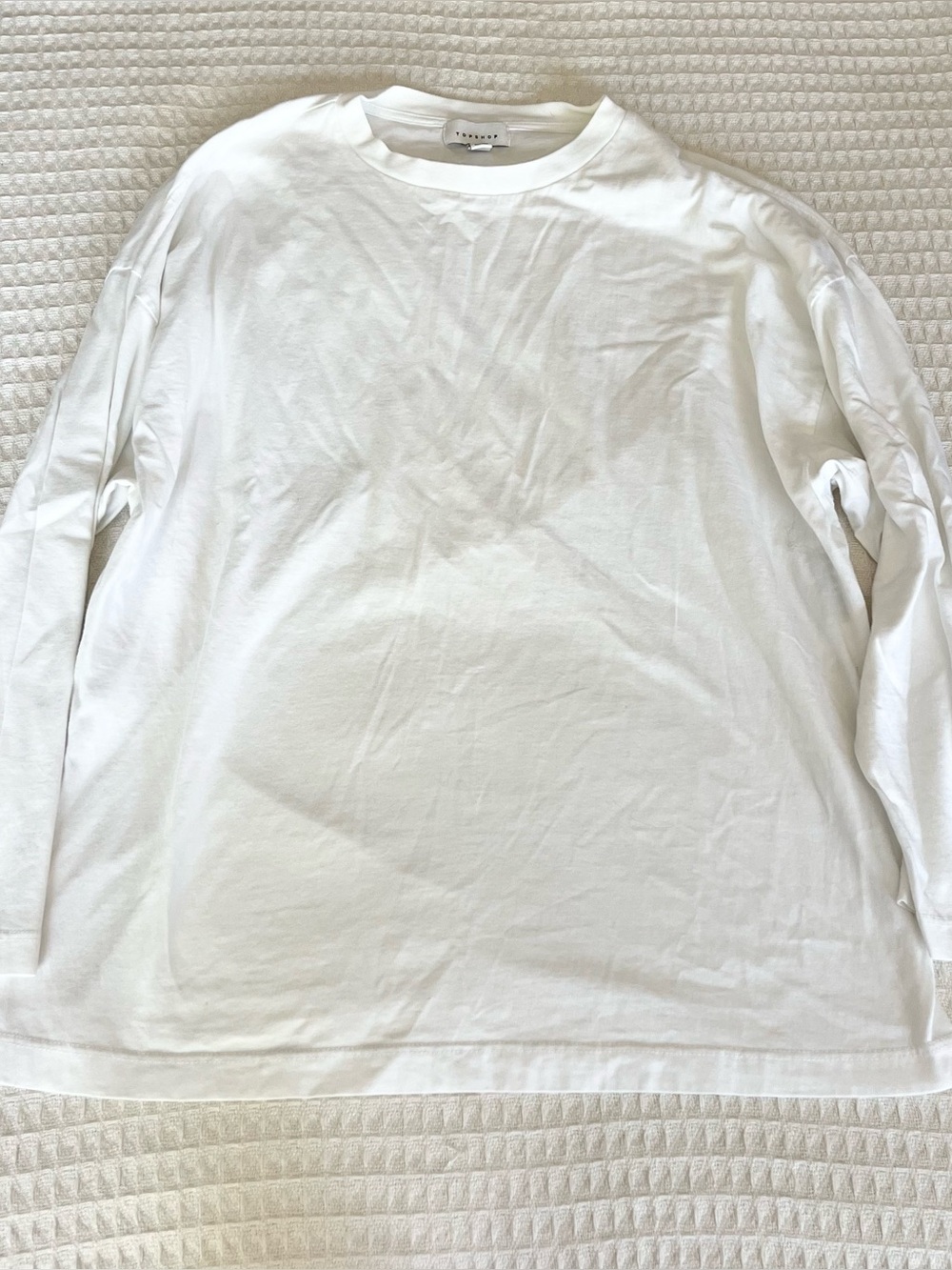 Topshop White Long Sleeve Crewneck Tee size small